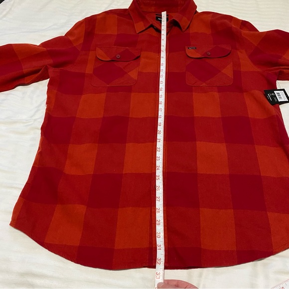 Brixton Bowery Long Sleeve Plaid Flannel Shirt Crimson/Aurora Red size XXLarge - Picture 14 of 16